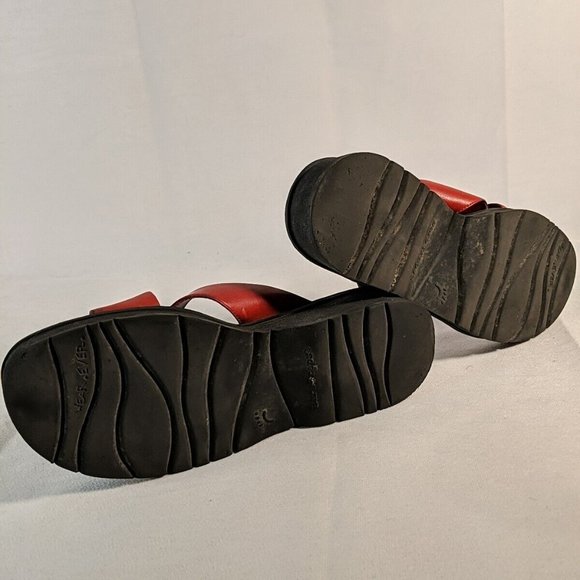 Bare Traps Christy Red Leather Sandals Womens 6.5 M Chunky Platform RT-S01260-10 - Picture 6 of 13
